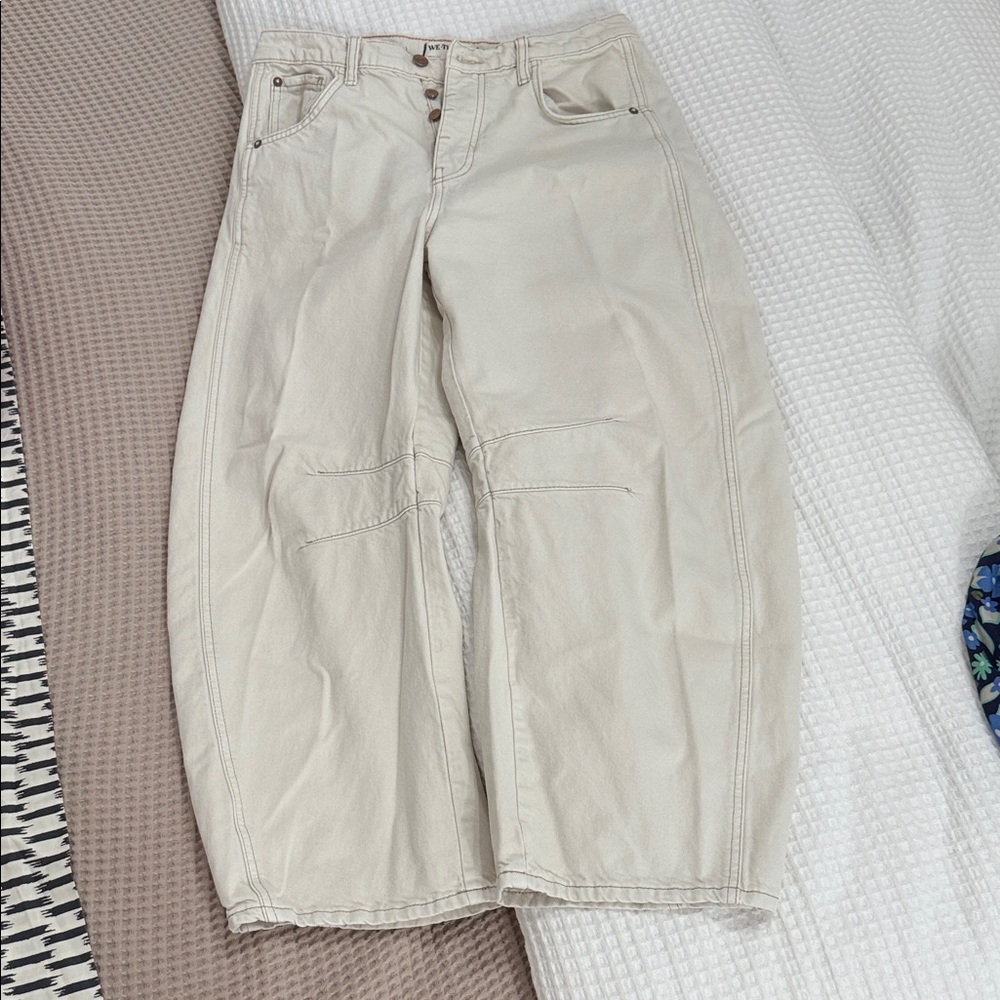 Wide-Leg Cream Pants